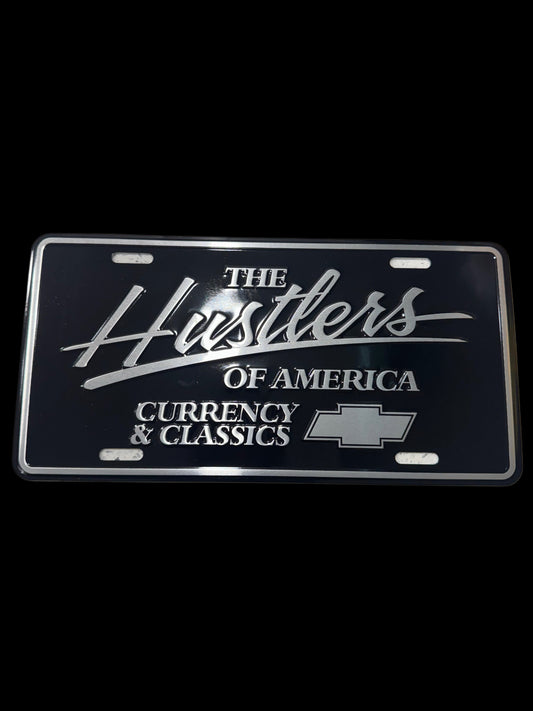 Brushed silver and black Hustlers of America plate