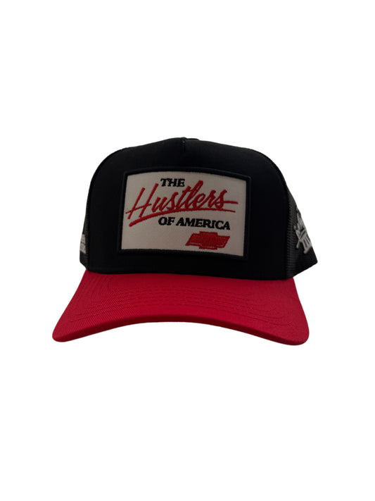 Red and black Hustlers trucker